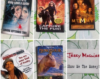 VINTAGE 1990's - 2000's Movie Pinback Buttons | Spy Kids | The Mummy | Disney's Dinosaur | Jerry Maguire | Bringing Down the House | 13A