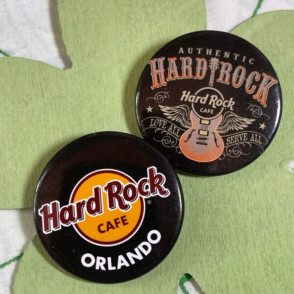 VINTAGE Hard Rock Cafe Pinback Buttons | Orlando | Love All Serve All | Q33