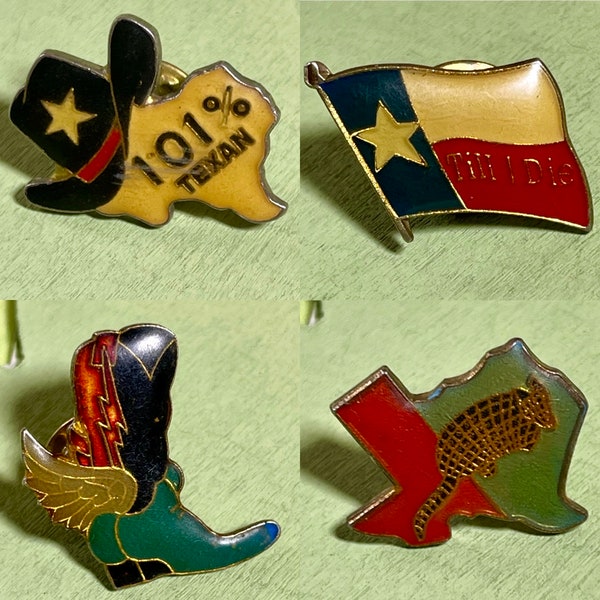 VINTAGE Texas Pride Enamel Lapel Pins | S55