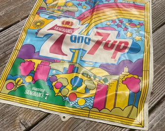 Peter Max Seven Up Seagrams Stadium Seat Inflatable Cushion Vintage  Rare 1960s
