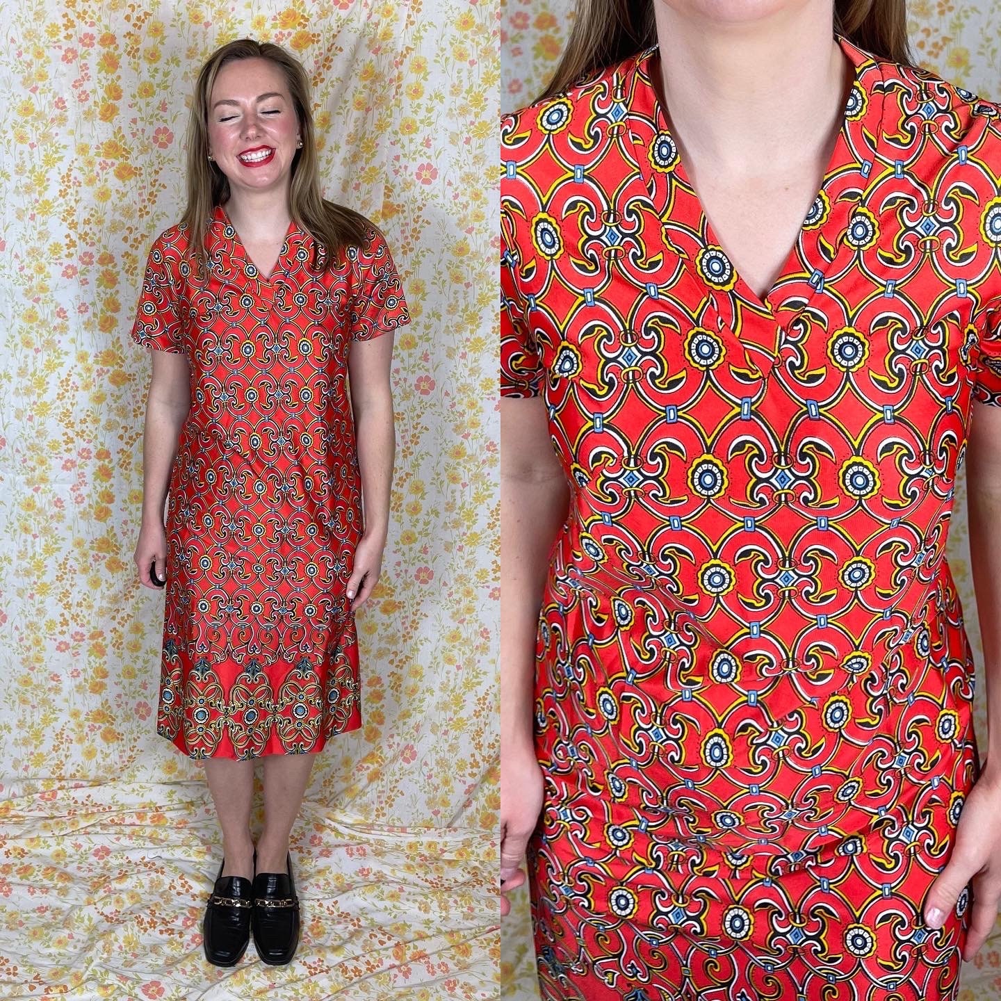 SIZE S/M Vintage Short Sleeve Dress 
