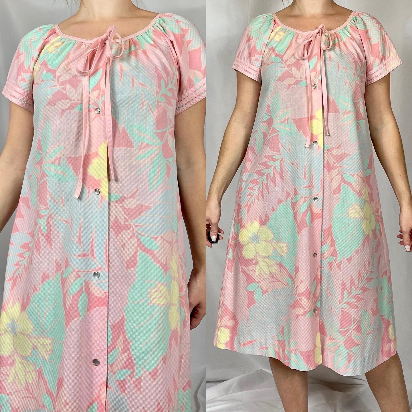 SIZE S-L Vintage Snap Front House Dress 