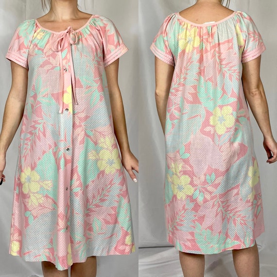 SIZE S-L Vintage Snap Front House Dress 