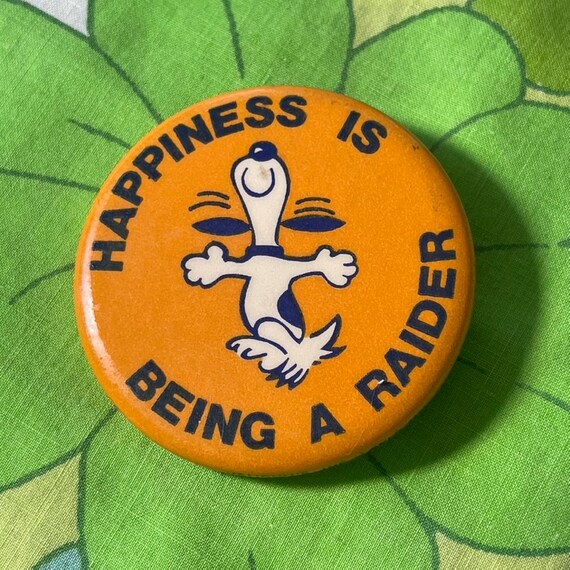 VINTAGE Snoopy Happiness Is Being A Raider Pinbac… - image 1