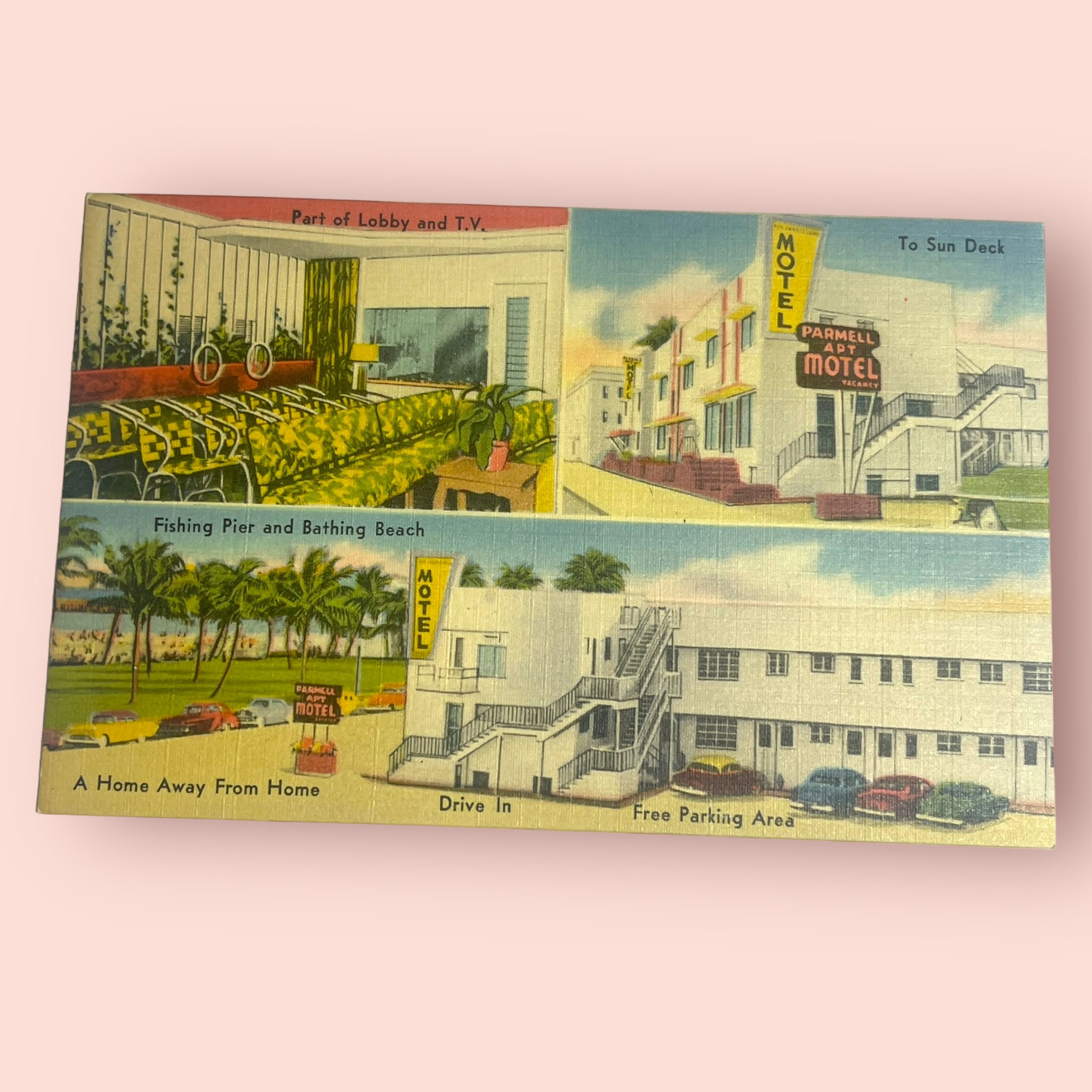 Set Of Vintage Stationery w/ Miami Beach Color Postcard Graphics