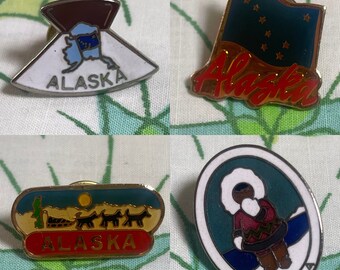 VINTAGE Alaska Souvenir Enamel Lapel Pins | R64