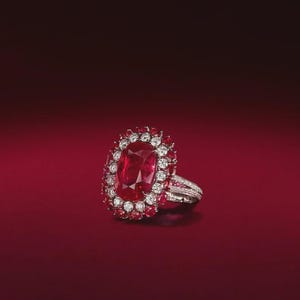 5.62 Ct Natural Red Ruby  & Diamond Engagement Ring Solid 14k White Gold Cushion Cut Vintage Style Bridal, Anniversary Gift for her