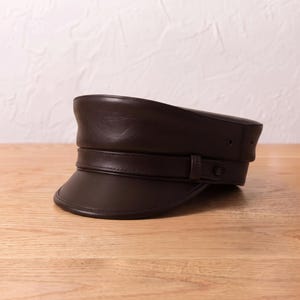 Classic Brown Leather Captain Hat | Minimalist Fiddler Cap, Everyday Headwear