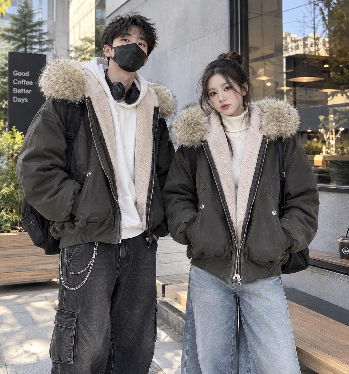 Crimson Skull Fur Puffer Jacket Y2K ダウン Y2k Puffer Jacket Fur - Etsy