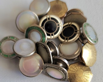 Antique, 1930's, 1920's Single Snap Closure, Tuxedo Links, Cuff Links, Cuff Studs, Upcycle, Recycle, Craft FREE SHIPPING