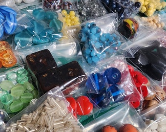 Vintage Lot of Glass Plastic and Wood Beads FREE SHIPPING