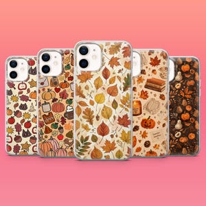Autumn Pattern Phone Case Leave Fall Cozy Cover for iPhone 18Pro, 17, 16e, 15, 14, 13, Samsung S26, S25Fe, S24, A17, A57 Pixel 11Pro, 10, 9