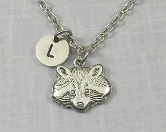 Raccoon Wildlife Fractal Necklace Custom Engraved 18k Gold Silver Circle Charm Gifts Personalized Animal Pendant Necklace
