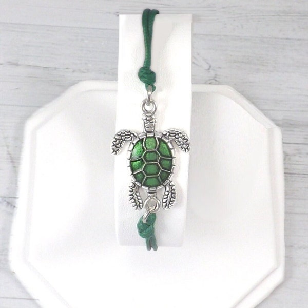 Adjustable Enamel Sea Turtle Bracelet for Men, Women or Children, Be Safe, Emotional Support