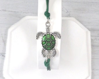 Adjustable Enamel Sea Turtle Bracelet for Men, Women or Children, Be Safe, Emotional Support