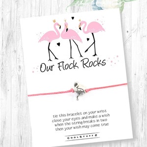 Our Flock Rocks Flamingo Wish Bracelets, Flamingo Charm, Flamingo Jewelry, Girls Trip, Friend Gift Friendship Bracelet, Flamingo Lover