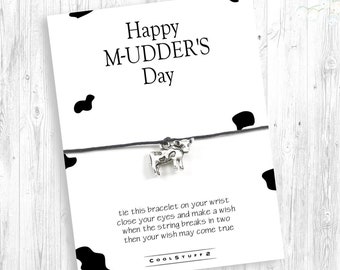 Happy Mudders Day Cow Wish Bracelet, Cow Jewelry, Funny Cow Lover Mothers Day Gift, Valentine Bracelet, Cow Charm, Funny Gift