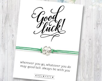 Good Luck Shamrock Four Leaf Clover Wish Bracelet, Retirement Gift, St Patricks Day, Going Away Friendship Bracelet