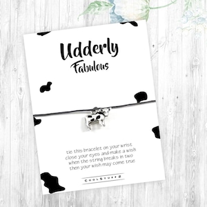 Cow Wish Bracelet, Udderly Fabulous Cow Jewelry, Funny Cow Lover, Cow Charm, Funny Gift, You are Fabulous Girfriend Gift
