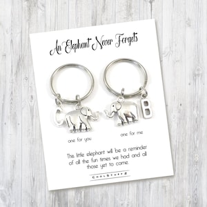Elephant Keychain Set for Best Friends, Couples Set, Best Friend Gift, An Elephant Never Forgets Elephant Keychain