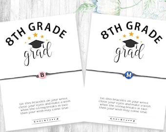 8th Grade Graduation Gift for Boy or Girl, Wish Bracelet Graduation Gift, Letter Bead Initial Bracelet for Graduate