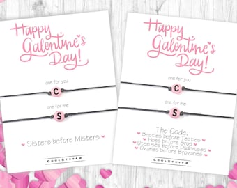 Galentines Day Wish Bracelets for Best Friends, Personalized Initial Letter Valentine Bracelet Gift for Her, String Friendship Bracelet