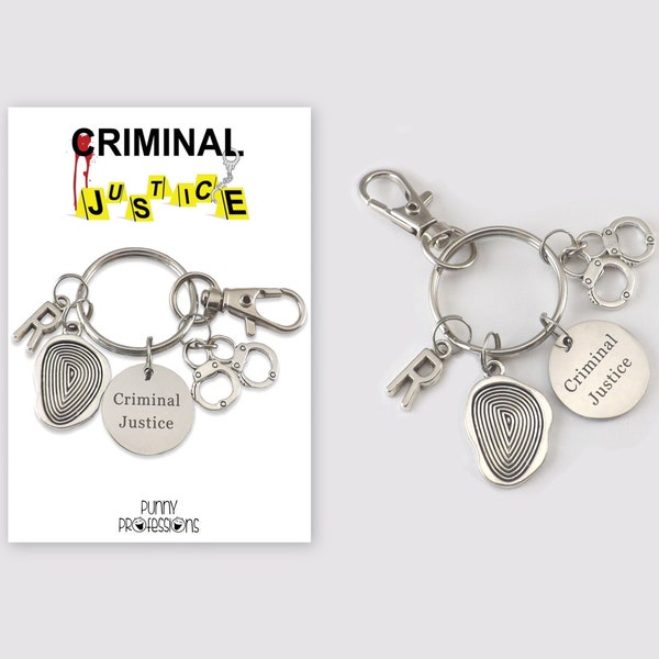 Criminal Justice Major Gift, Criminology Student Keychain, Graduation Gift, Fingerprint Keyring, Crime Scene, Criminal Lawyer