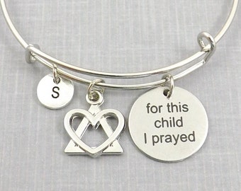 Adoption Gift, Adoption Bracelet, For This Child I Prayed, Adopting, Adoption Symbol, Adoption Bangle, Birth Mother, Adoption Jewelry, Charm