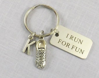 Runner gifts, I Run for Fun, I Love to Run Running keychain, Gift for Runner Key chain, Cross Country Marathon Gift 5K, 10K, Fitness Gifts