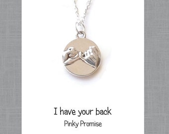 Encouragement Pinky Promise Necklace, I Have Your Back, Pinky Swear Jewelry, Friendship Card, Support Friend Gift, Thinking of You