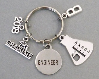 Engineer Gifts, Chemical Engineer Graduate, Engineering College Graduation Gift for Him Her, Class of 2018 Keychain, Key Chain College Gift