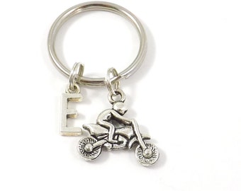 Motorcycle Gift, Motorcycle Keychain,  Motocross Keychain, Dirt Bike, Initital Keychain, Dad Gift, Mens Gift,  Motor Cross