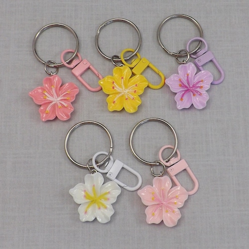 Hibiscus Flower Keychain Purse Bag Charm, Zipper Pull Charm, Your