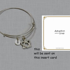 Adoption Gifts, Adoption Bracelet, Adoption Jewelry, Adopting Foster Parent Adoption Symbol Charm Bangle Birth Mother Gift Born In My Heart image 4