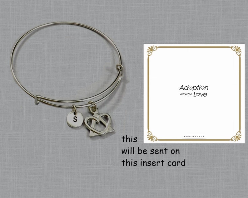 Adoption Gifts, Adoption Bracelet, Adoption Jewelry, Adopting Foster Parent Adoption Symbol Charm Bangle Birth Mother Gift Born In My Heart image 4