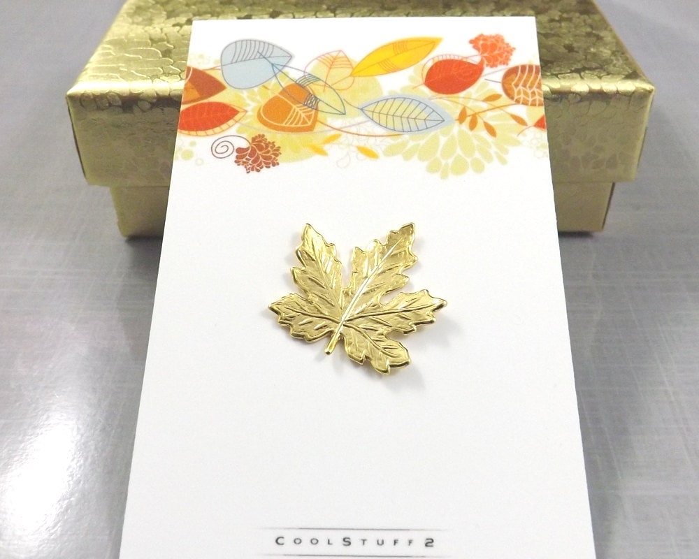 24K Gold Leaf Lapel Pin Fall Pin Leaf Tie Tack Leaf Pin Etsy