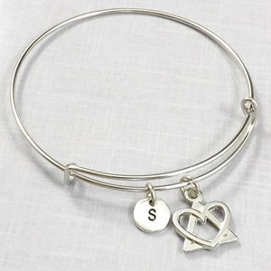 Adoption Gifts, Adoption Bracelet, Adoption Jewelry, Adopting Foster Parent Adoption Symbol Charm Bangle Birth Mother Gift Born In My Heart image 2