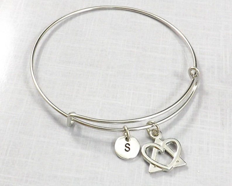 Adoption Gifts, Adoption Bracelet, Adoption Jewelry, Adopting Foster Parent Adoption Symbol Charm Bangle Birth Mother Gift Born In My Heart image 2