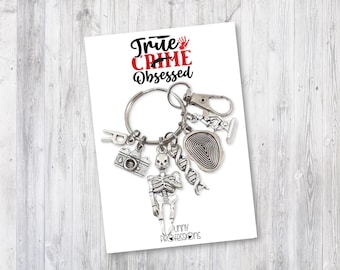 True Crime Keychain • Gift for Crime Show and Podcast Fans • DNA, Fingerprint & Camera Charms
