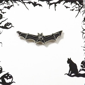 Bat Pin, Enamel Pin, Halloween Pin, Black Bat, Bat Brooch, Hat Pin, Vampire Bat, Witch Bat, Tie Tack, Halloween Brooch, Gothic Jewelry,