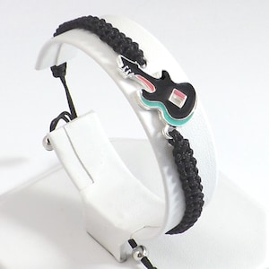 Enamel Guitar Bracelet for Guitar Players or Music Lovers, Adjustable Bracelet Christmas Gift for Her or Him