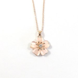 Gift for Mom, Cherry Blossom Necklace, Rose Gold Sakura Necklace, Pink Cherry Blossom Wedding, Flower Girl Gift, Bridesmaid or Bride Jewelry image 4