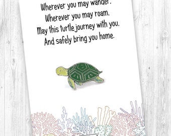 Enamel Turtle Pin, Pocket Hug, Travel Turtle, Going Away Gift, Emotional Support Turtle