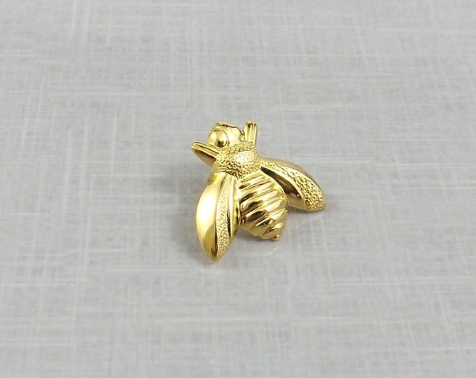 24K Gold Bee Lapel Pin, Bee Tie Tack, Bee Pin, Gold Bee Brooch, Honey Bee Pin, Bumblebee Pin