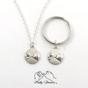 Cadeau pour couple, collier et porte-clés Pinky Promise meilleurs amis, le sien, porte-clé Pinky Promise, petit ami petite amie, auriculaire, auriculaire