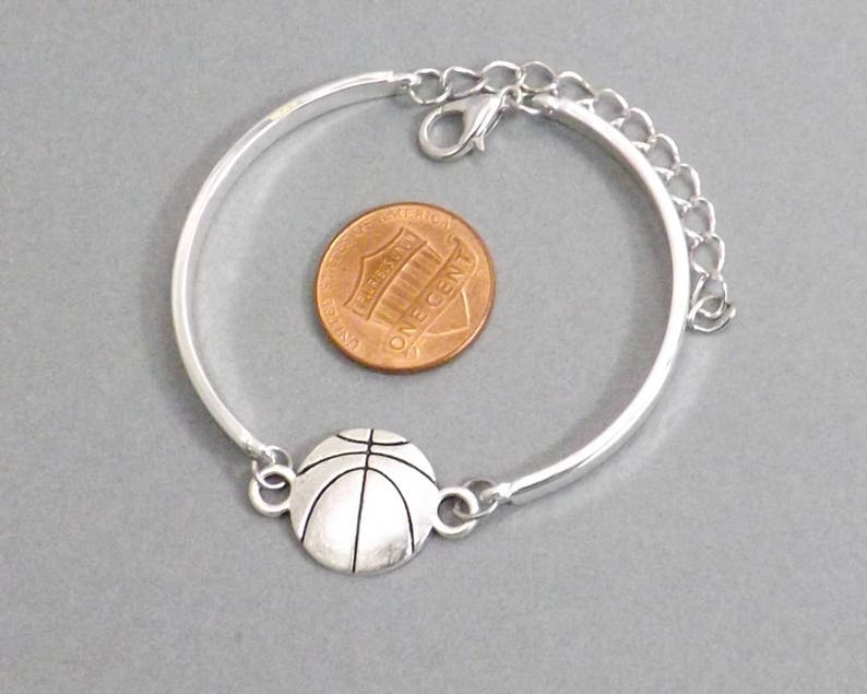 Basketball Gift Basketball Bracelet Dainty Thin Silver Cuff Etsy