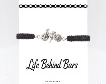 Bike Bracelet – Silver Bicycle Charm – Adjustable Braided Bracelet – Gift for Cyclists
