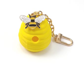3D Beehive and Enamel Bee Purse Charm