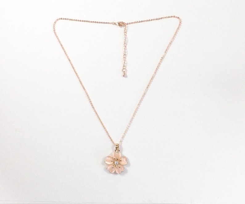 Gift for Mom, Cherry Blossom Necklace, Rose Gold Sakura Necklace, Pink Cherry Blossom Wedding, Flower Girl Gift, Bridesmaid or Bride Jewelry image 5