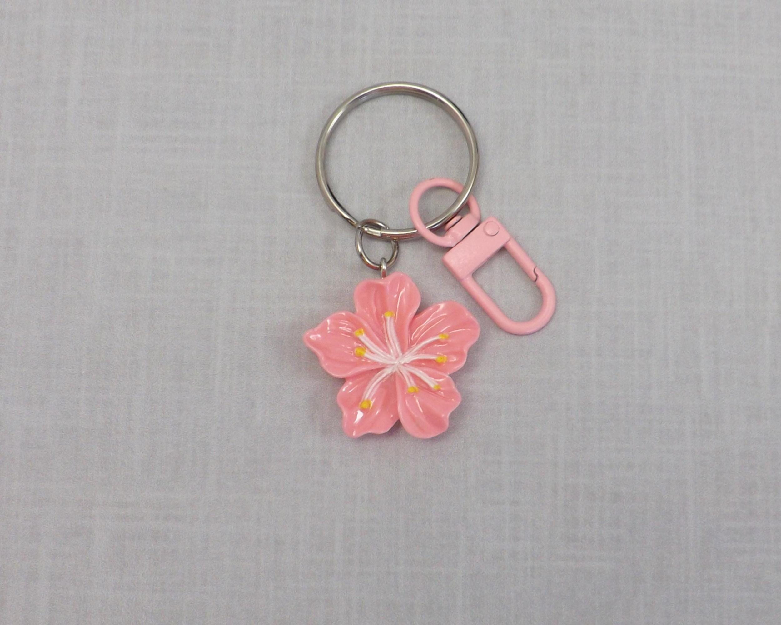 Hibiscus Flower Keychain Purse Bag Charm, Zipper Pull Charm, Your
